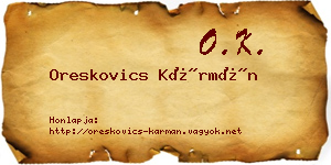 Oreskovics Kármán névjegykártya